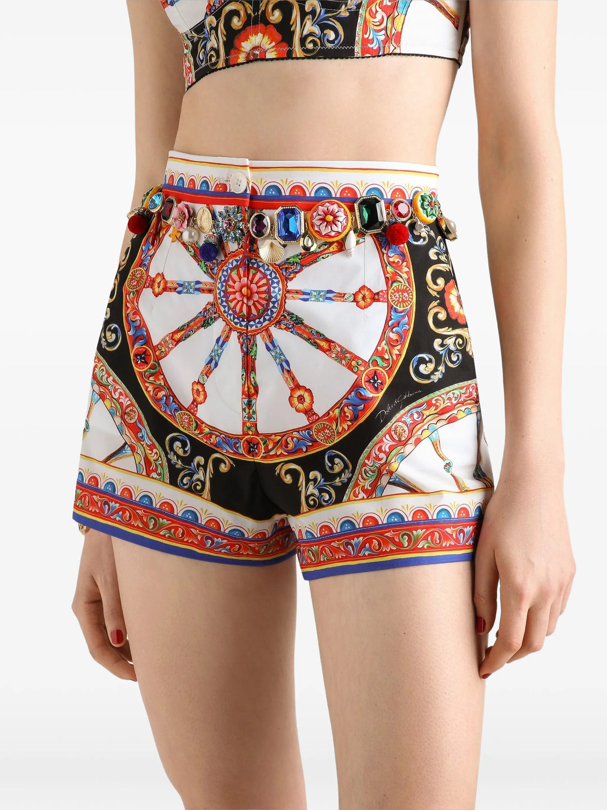 Shorts in popeline stampa carretto