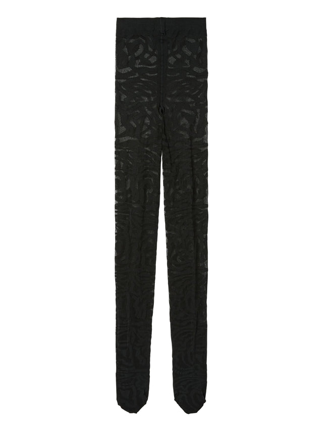Collant jacquard in stampa labirinto