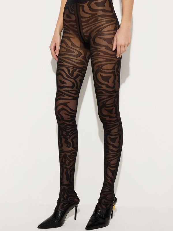 Jacquard tights with a labyrinth print