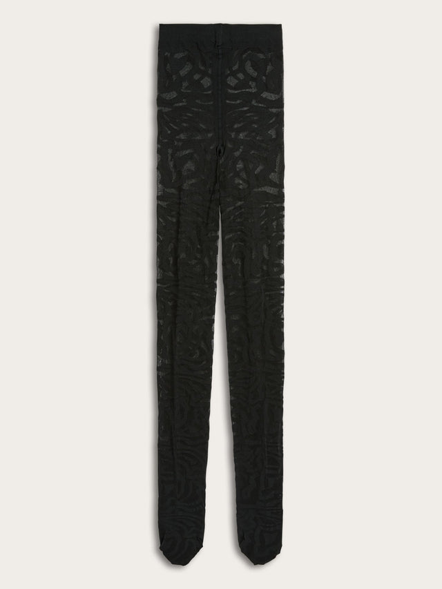 Collant jacquard in stampa labirinto