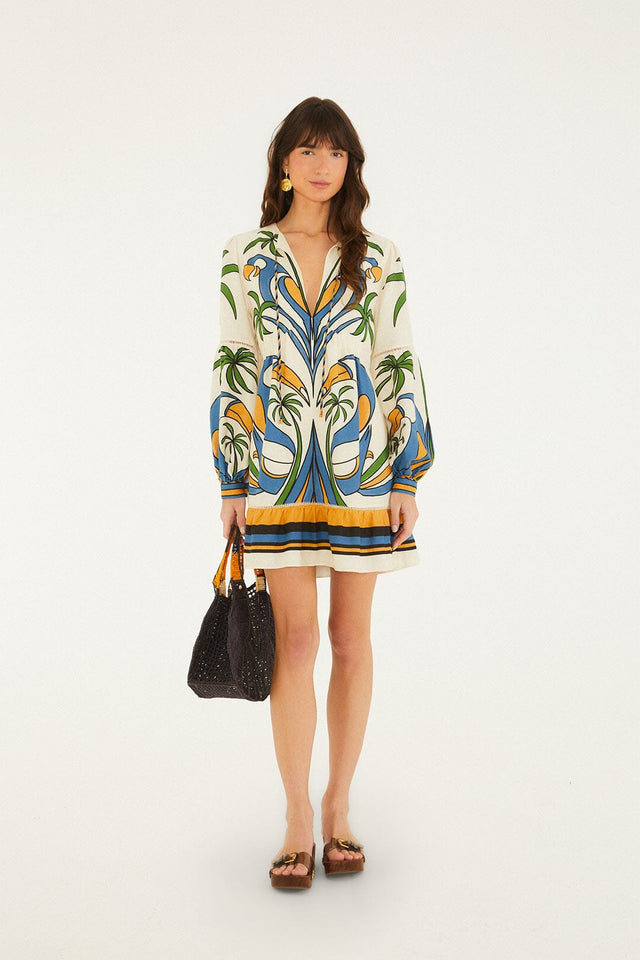 Mini abito con stampa tropicale