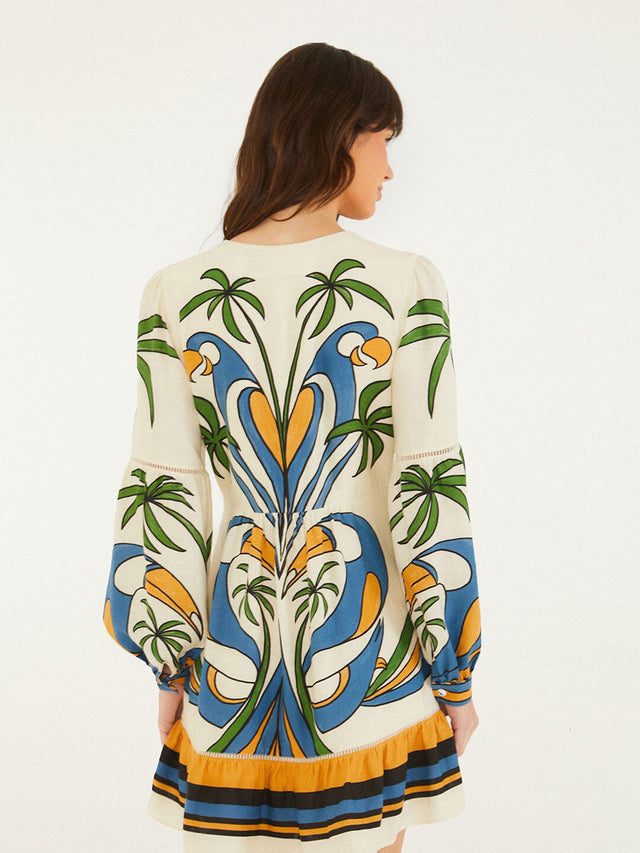 Mini abito con stampa tropicale