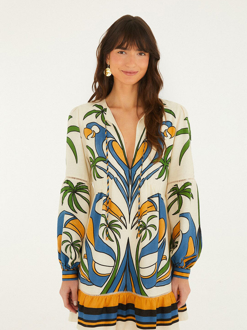 Mini abito con stampa tropicale