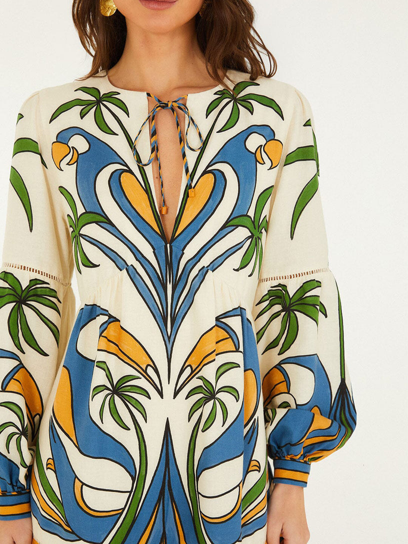 Mini abito con stampa tropicale
