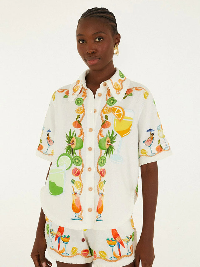 Camicia a maniche corte ricamata
