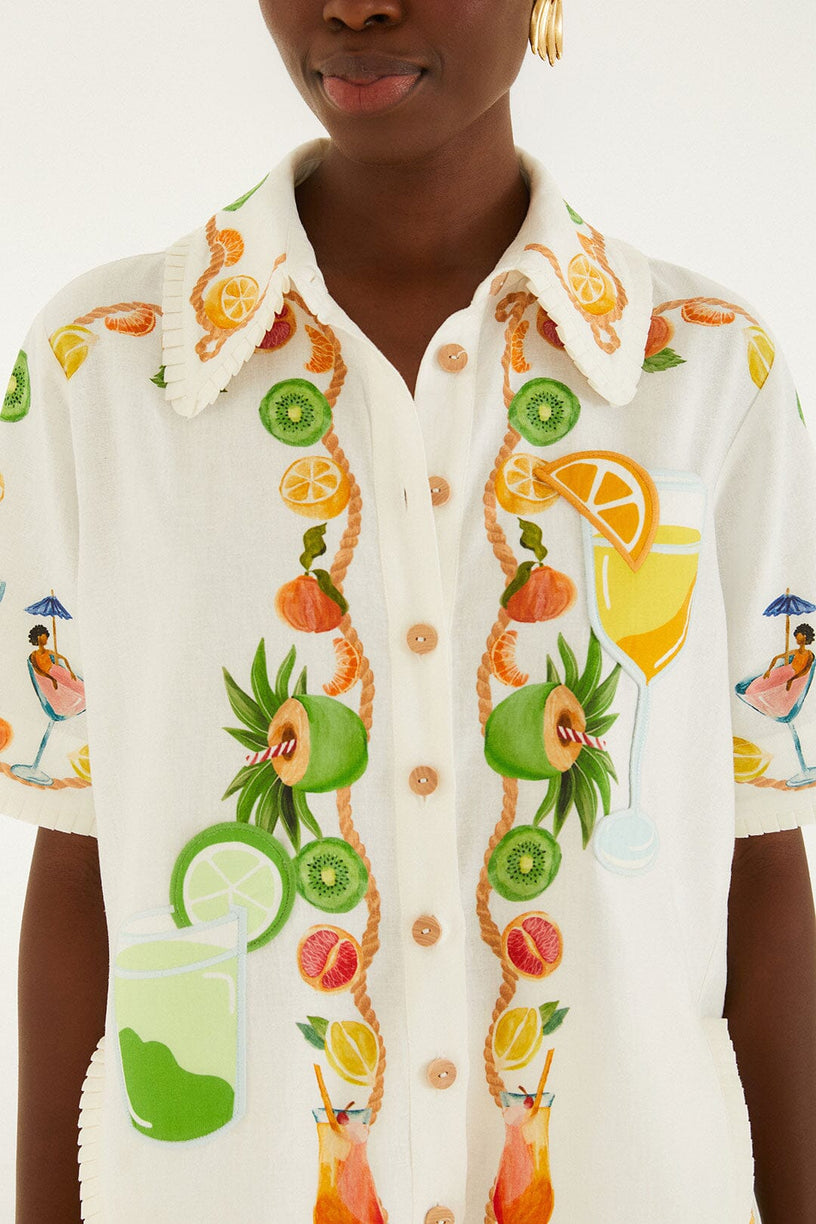 Camicia a maniche corte ricamata