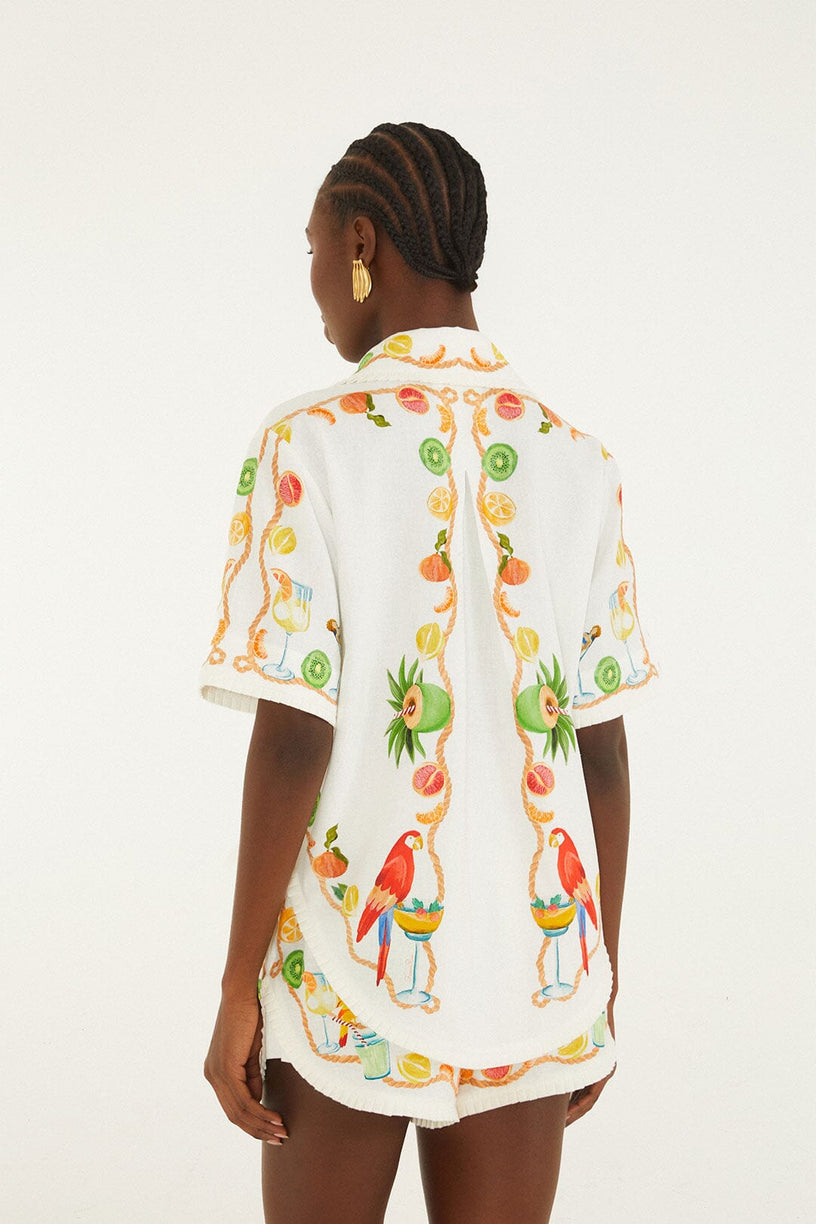 Camicia a maniche corte ricamata