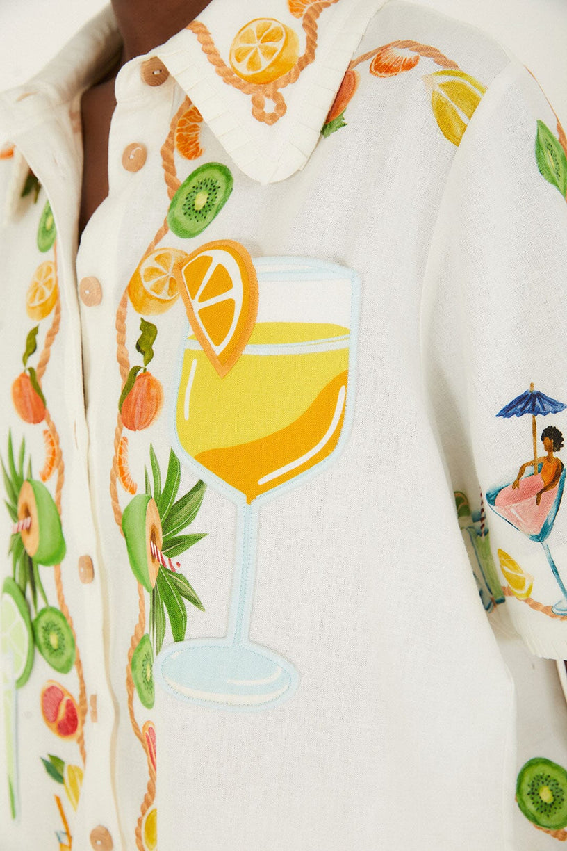 Camicia a maniche corte ricamata
