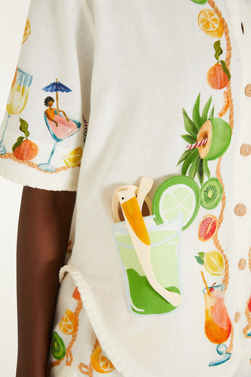 Camicia a maniche corte ricamata
