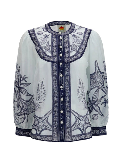 Blusa a maniche lunghe con stampa