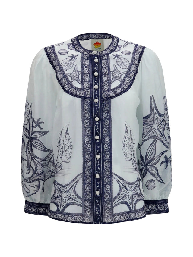 Blusa a maniche lunghe con stampa