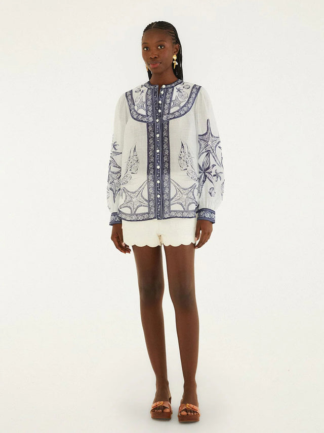 Blusa a maniche lunghe con stampa