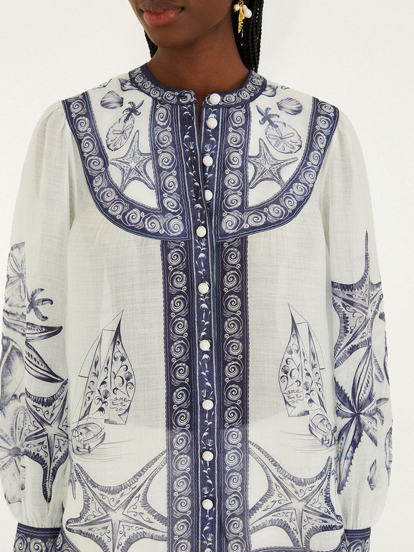Blusa a maniche lunghe con stampa