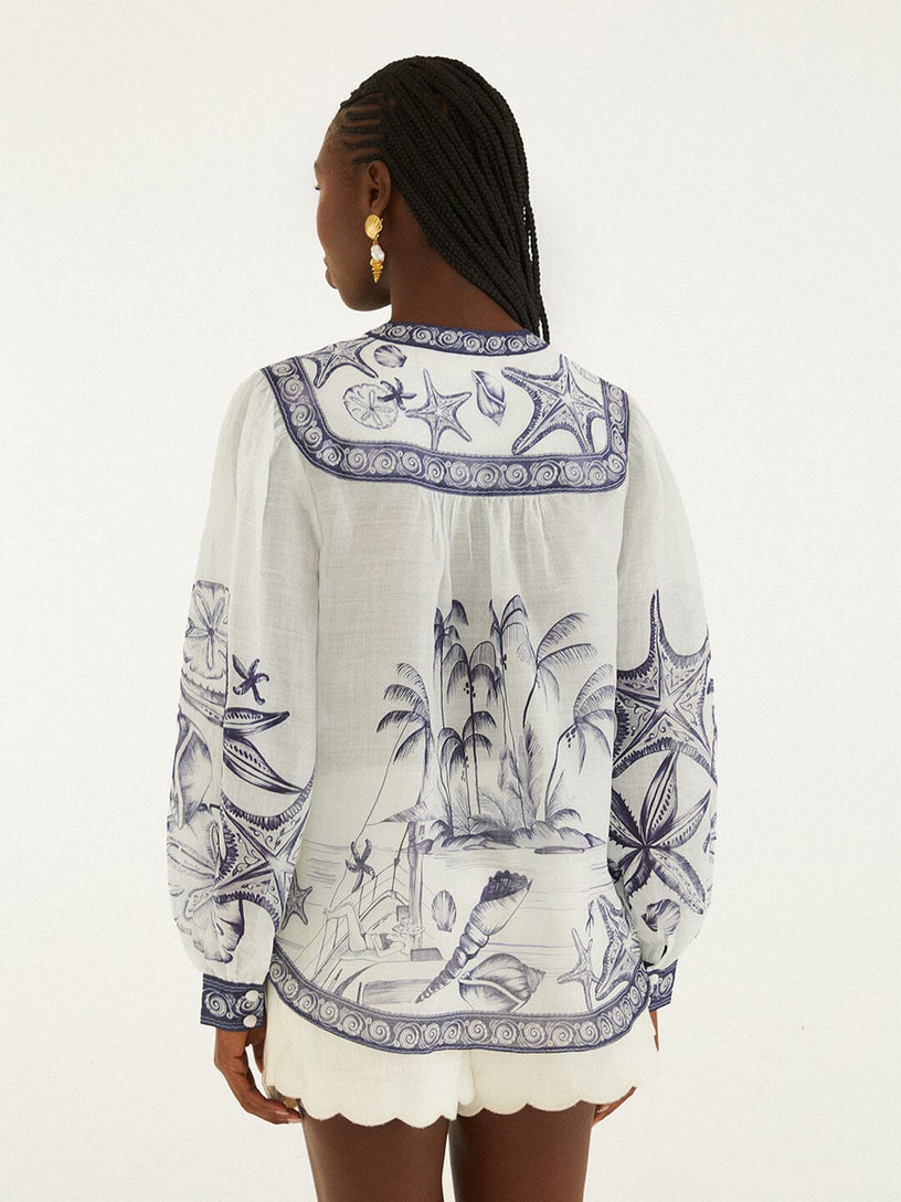 Blusa a maniche lunghe con stampa