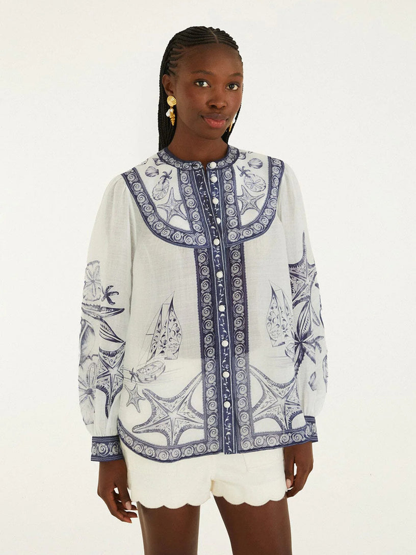 Blusa a maniche lunghe con stampa
