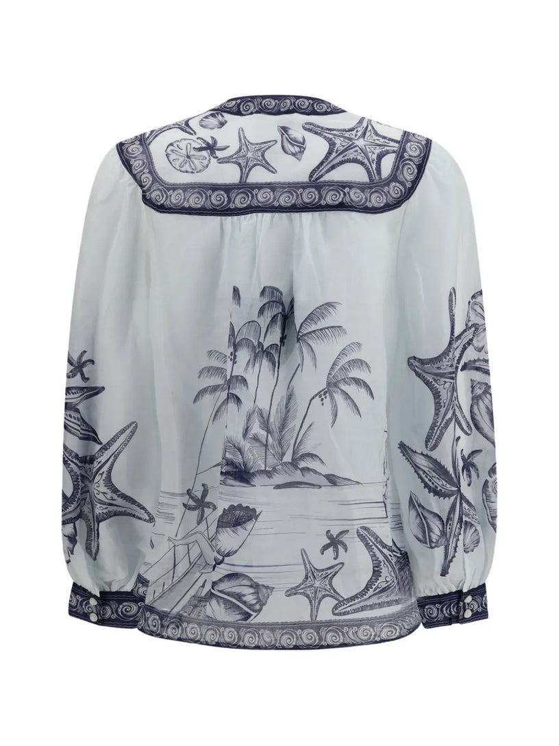 Blusa a maniche lunghe con stampa