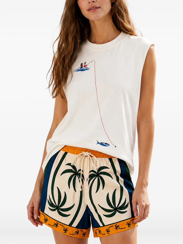Shorts con stampa tropicale