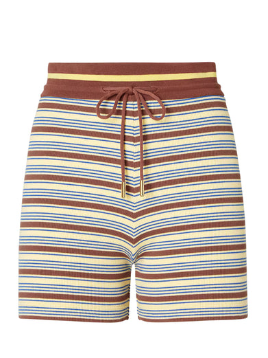 Short in maglia di cotone a righe multicolor