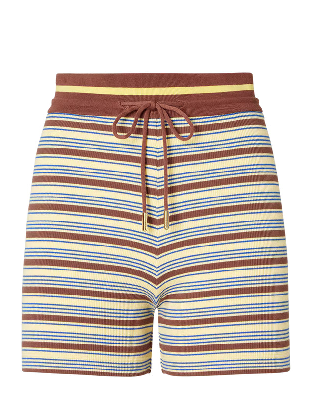 Short in maglia di cotone a righe multicolor
