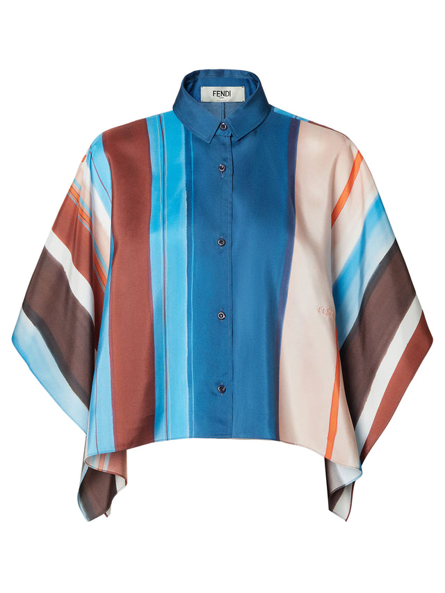Camicia in seta a righe multicolor