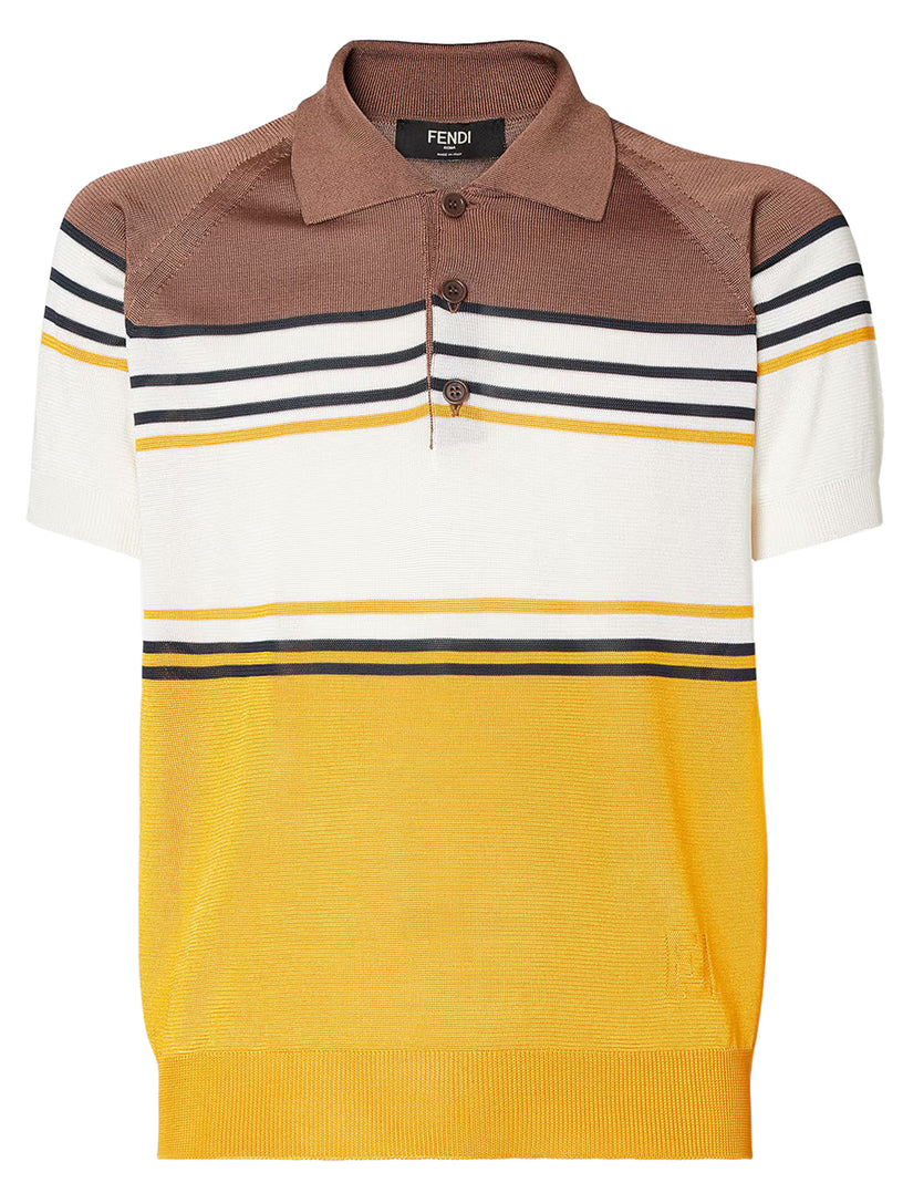 Polo in viscosa a righe multicolor