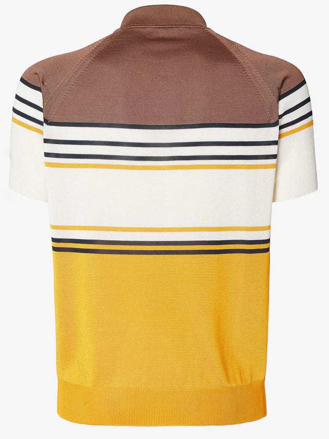 Polo in viscosa a righe multicolor