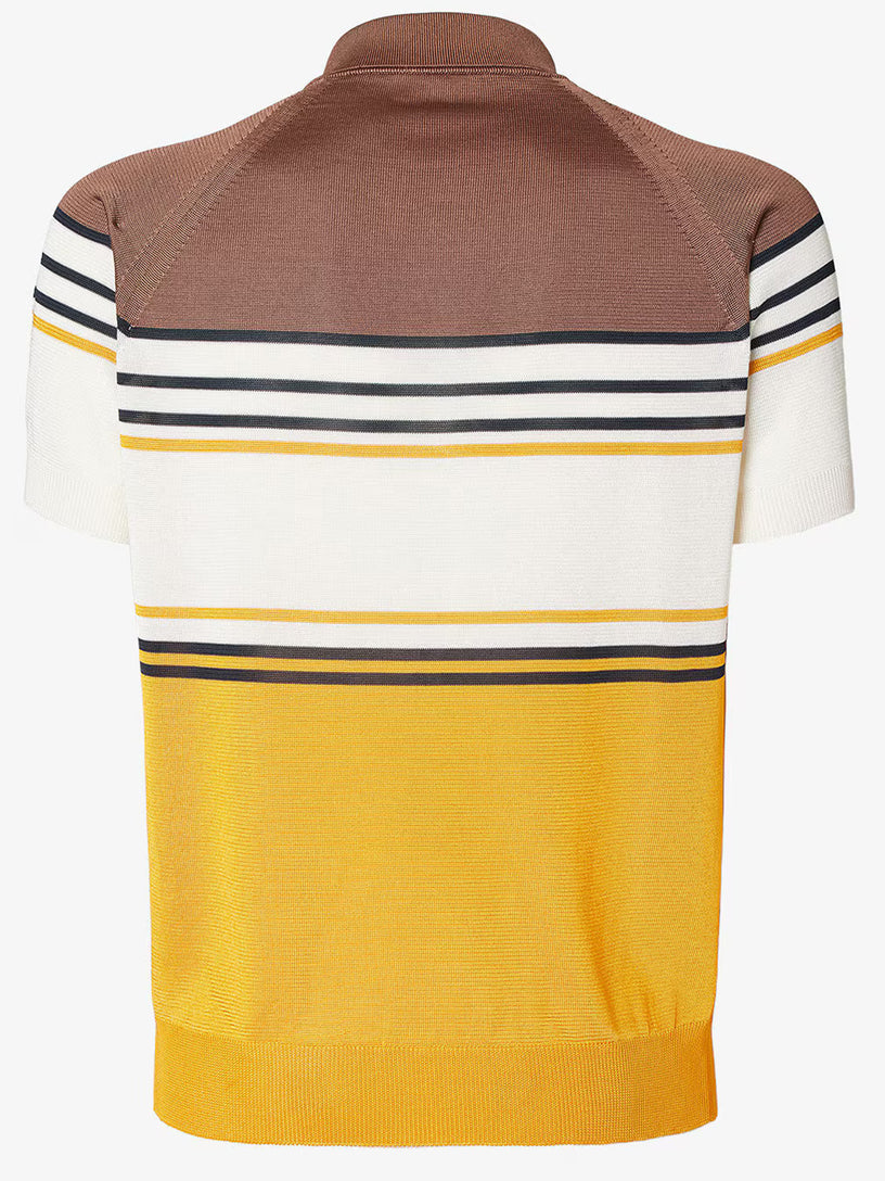 Polo in viscosa a righe multicolor