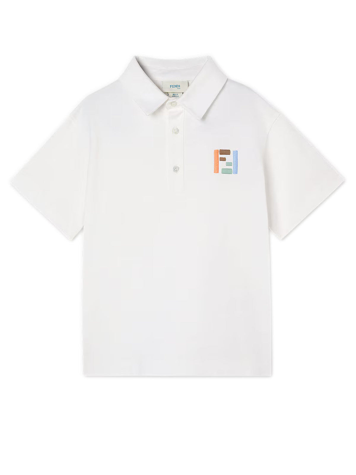 Polo junior in jersey con ricamo multicolor