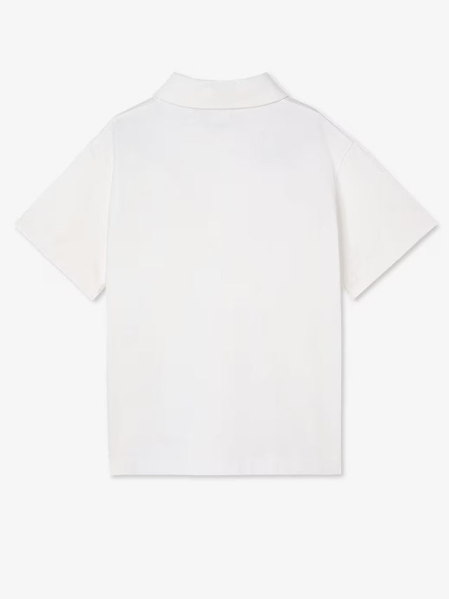 Polo junior in jersey con ricamo multicolor