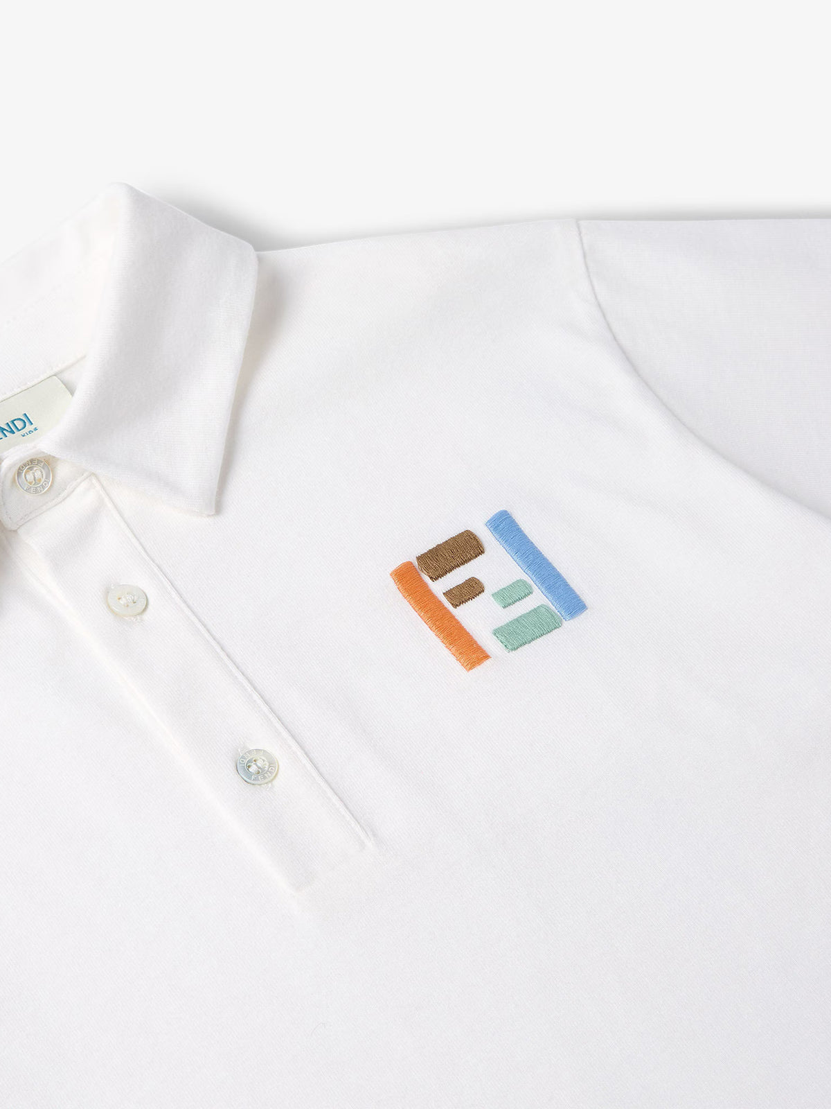 Polo junior in jersey con ricamo multicolor