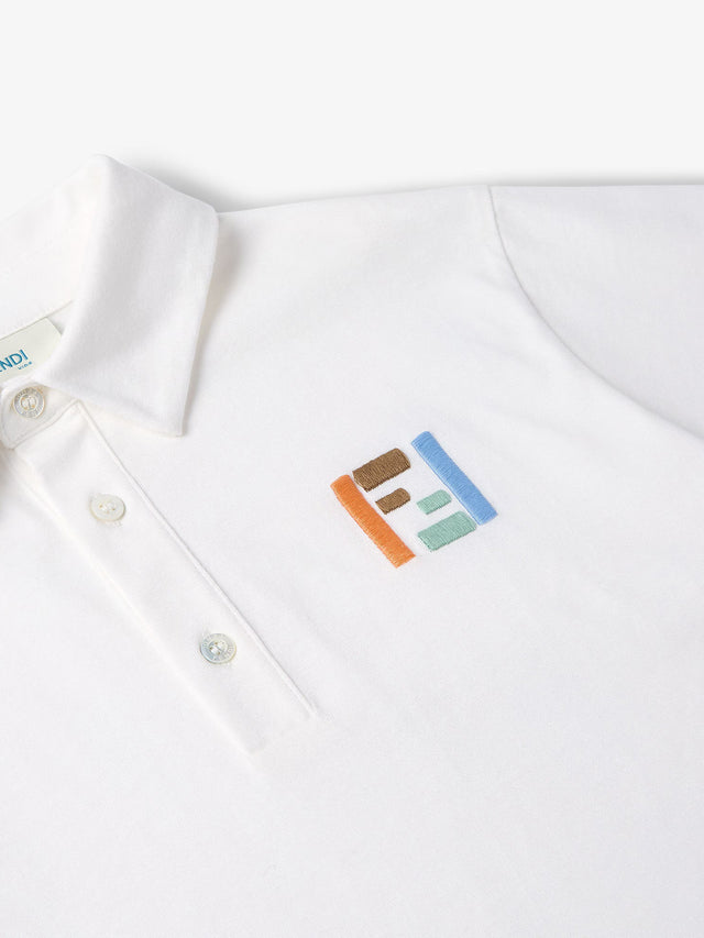 Jersey polo shirt with multicolor embroidery