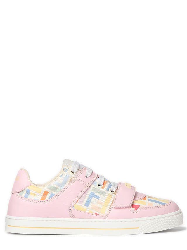 Sneakers in pelle con motivo multicolore