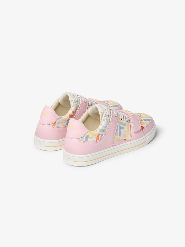 Leather sneakers with multicolor motif