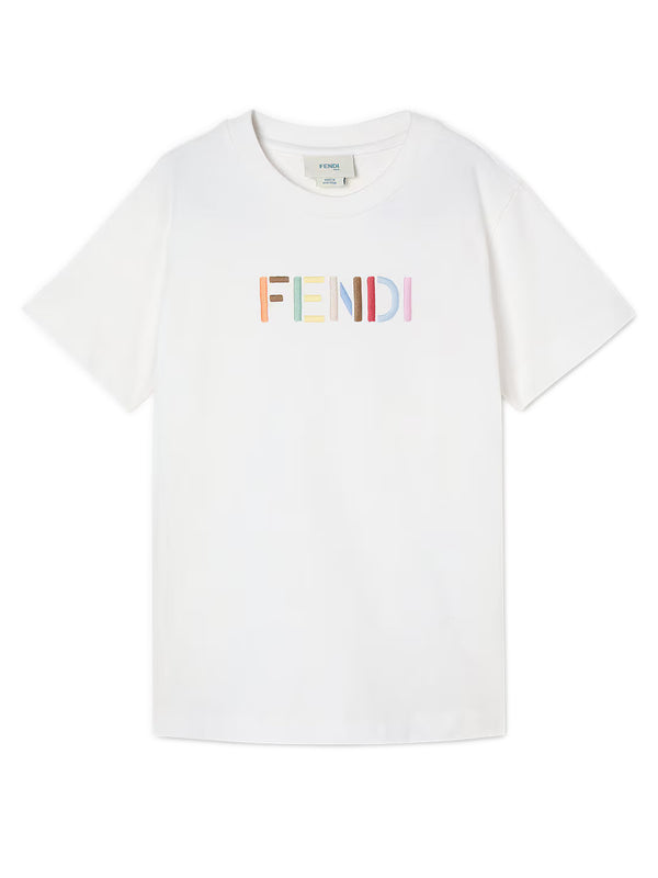 T-shirt con ricamo multicolore