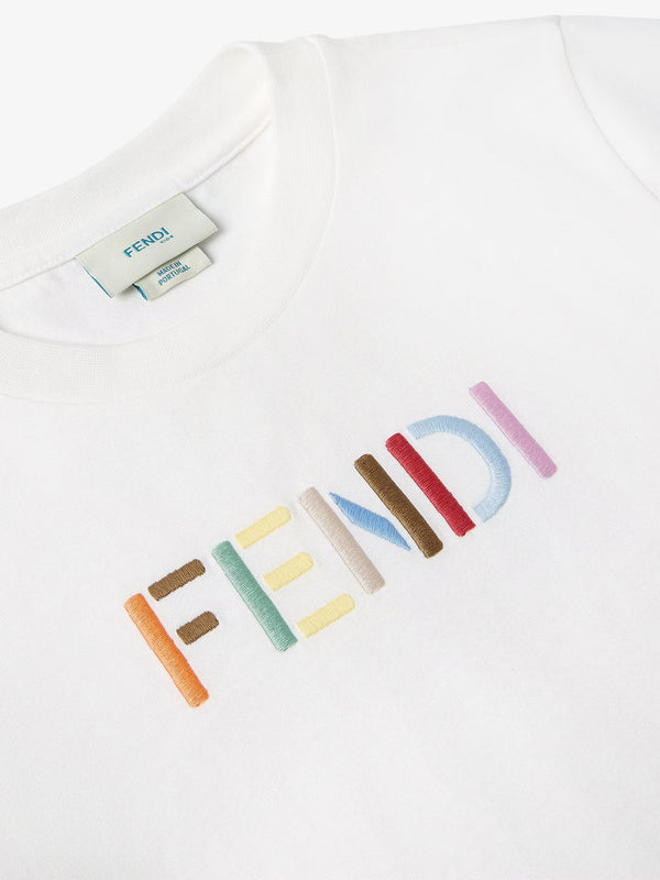 T-shirt con ricamo multicolore