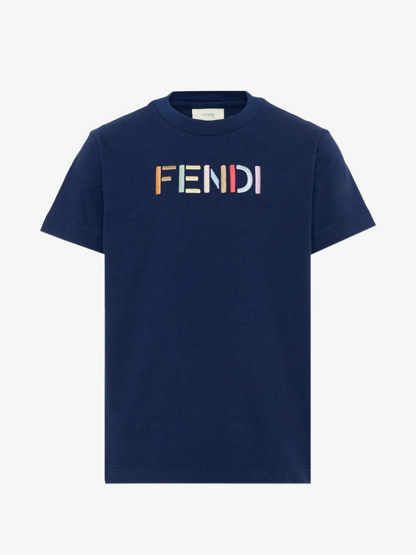 T-shirt con ricamo multicolore