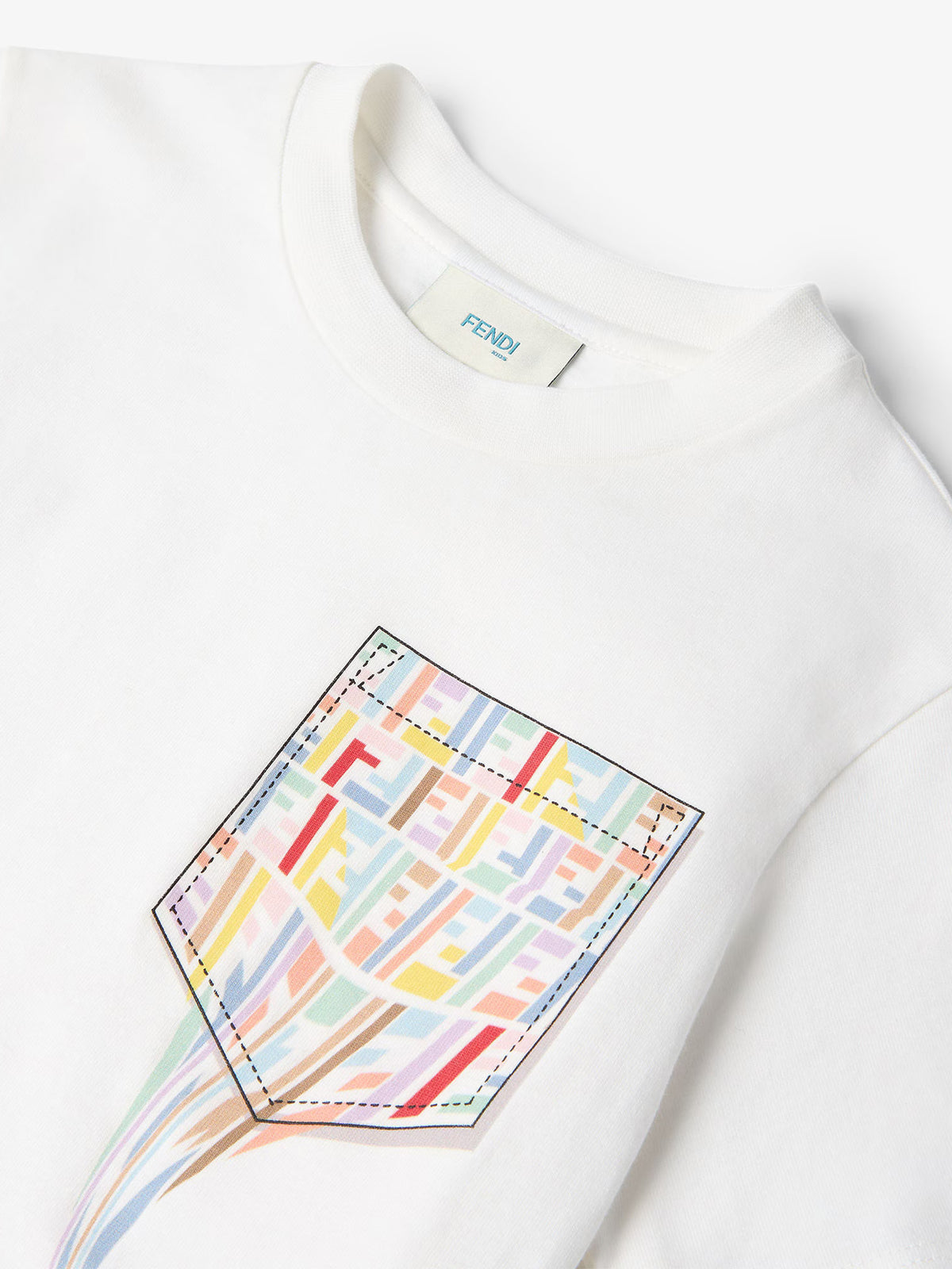 T-shirt junior in jersey con taschino e stampa multicolor