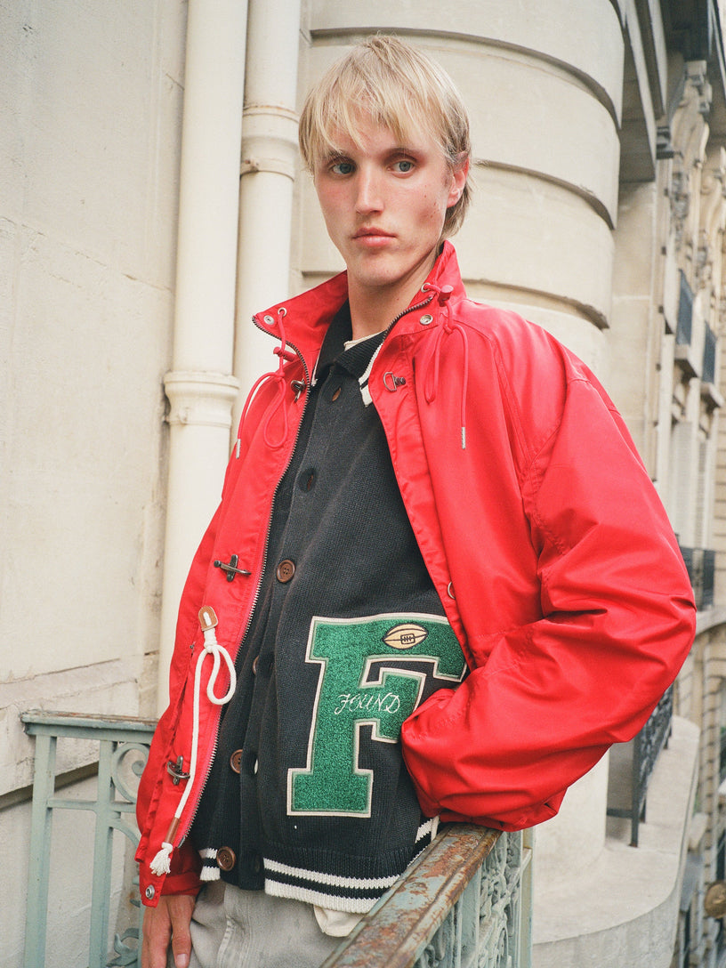 Cardigan Varsity con colletto e patch