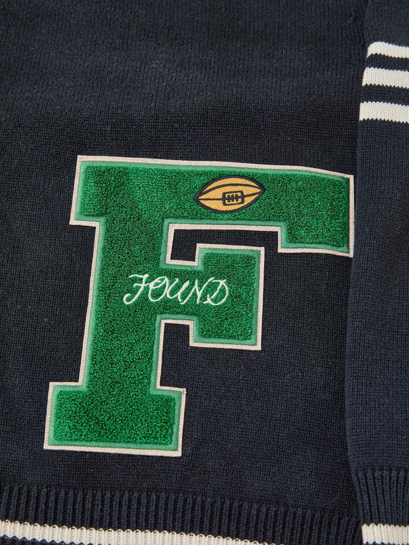 Cardigan Varsity con colletto e patch