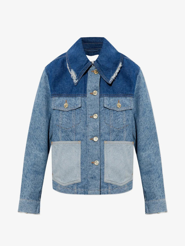 Giacca corta in denim patchwork