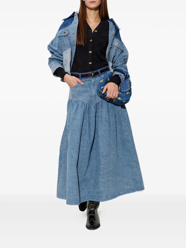Patchwork Denim Short Jacket