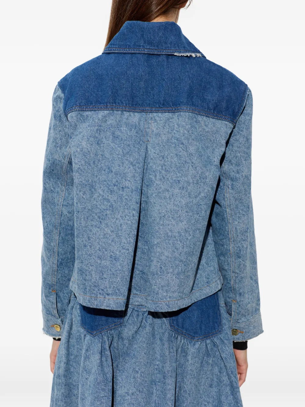 Giacca corta in denim patchwork