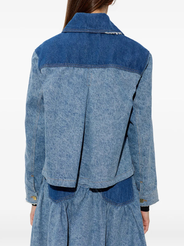 Giacca corta in denim patchwork