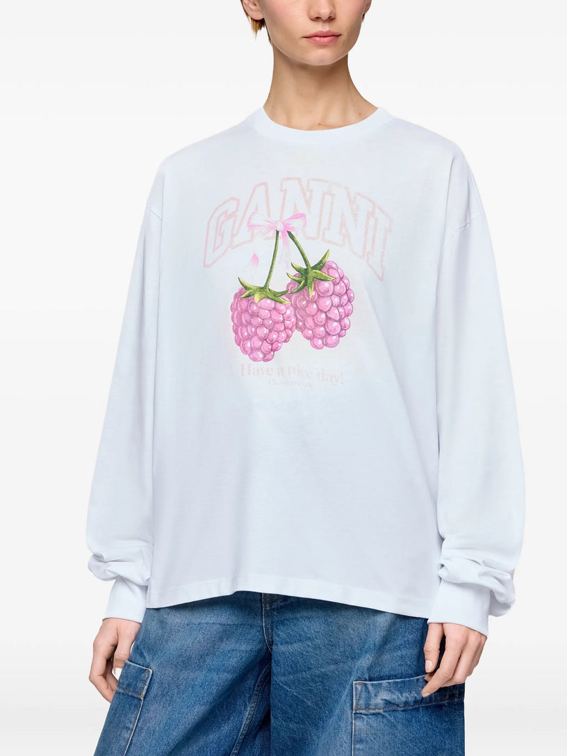 T-shirt a maniche lunghe con lamponi