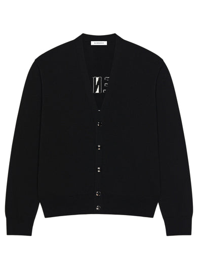Cardigan Couture Seam in maglia con firma Givenchy Paris