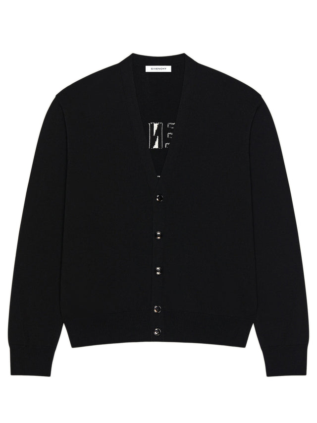 Cardigan Couture Seam in maglia con firma Givenchy Paris