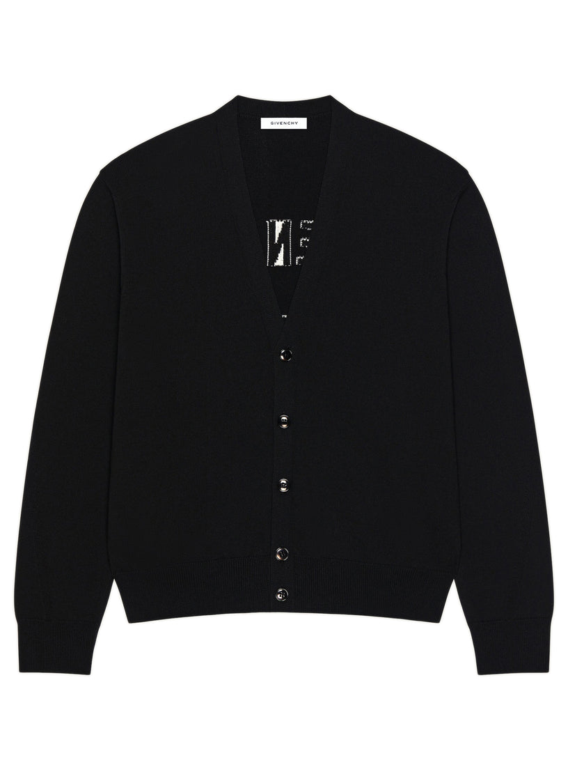 Cardigan Couture Seam in maglia con firma Givenchy Paris