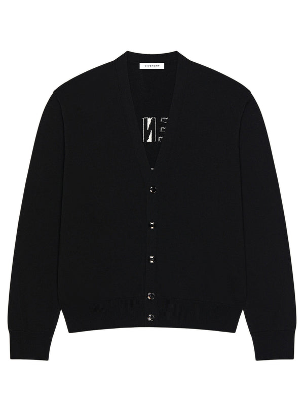 Cardigan Couture Seam in maglia con firma Givenchy Paris