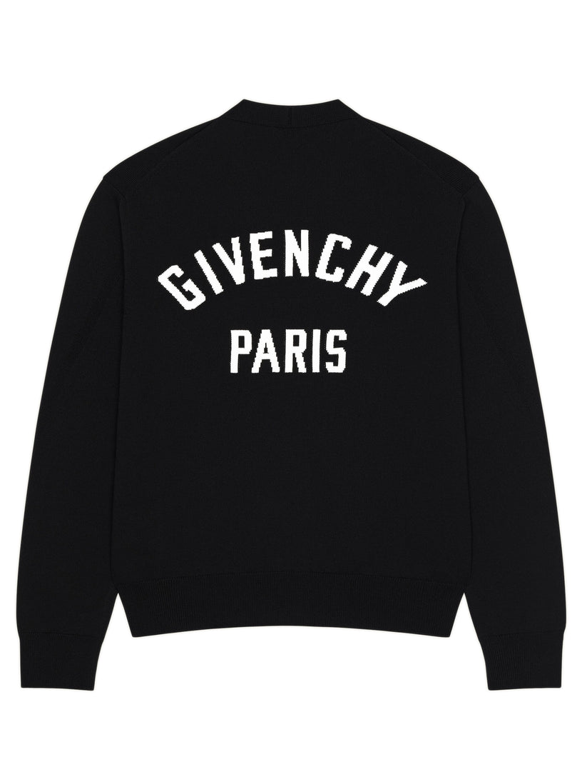Cardigan Couture Seam in maglia con firma Givenchy Paris