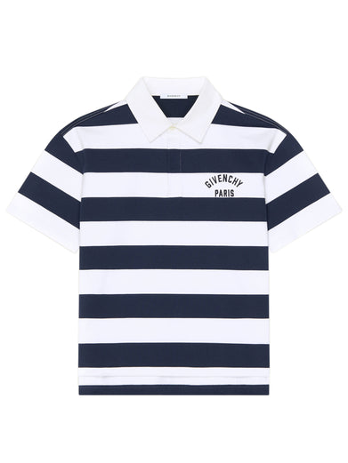 Polo a righe in cotone con ricamo Givenchy Paris
